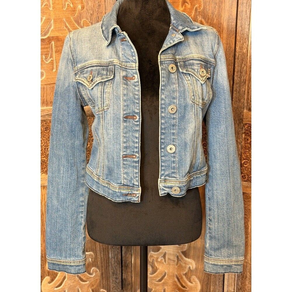 Miss Me Denim Embellished Jacket Girls Medium Rocker Y2K Blue Jean C17
